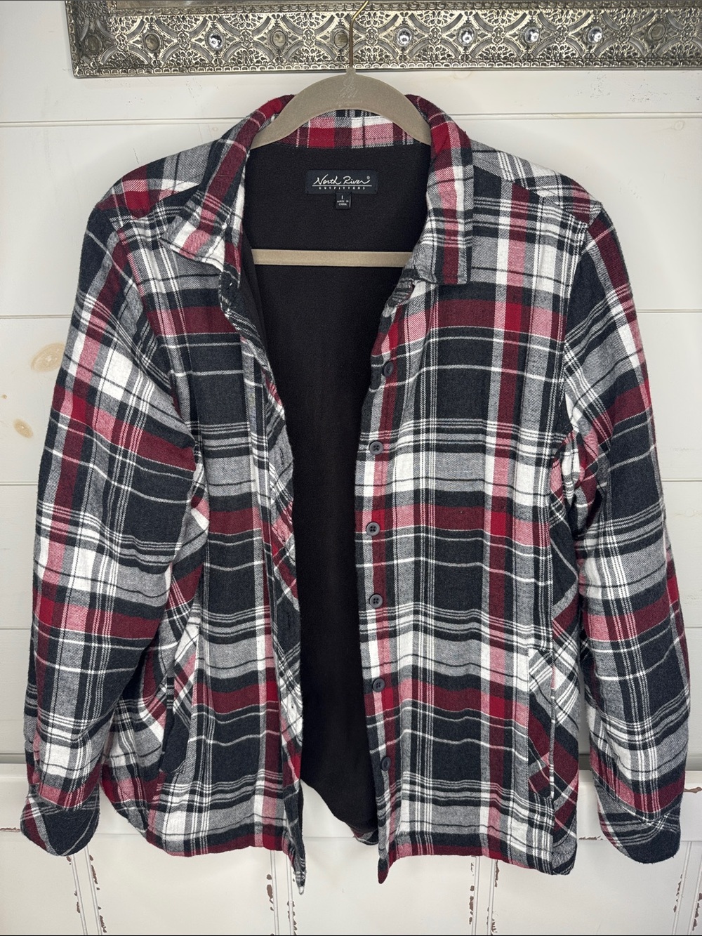 Women's Plaid Utility Jacket in Red, Black & White